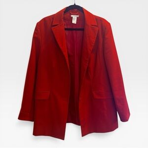 Women's Red Single-Breasted Blazer Jacket